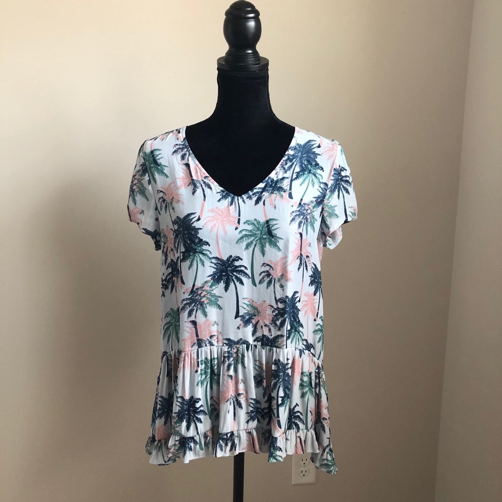 RO+DE palm tree peplum top (M)